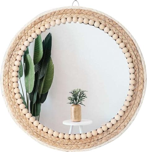 Amazon.com: Poeme Boho Wall Mounted Round Mirror - 15 Inch Circle ...