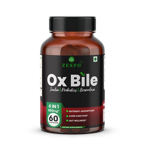 Zespo Ox Bile 550mg Digestive Aid - Enhanced Nutrient Absorption, Liver ...