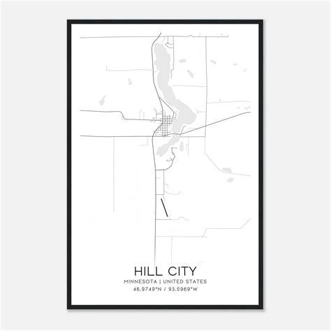 Hill City Minnesota Map Poster, Modern Home Decor Wall Art Print ...