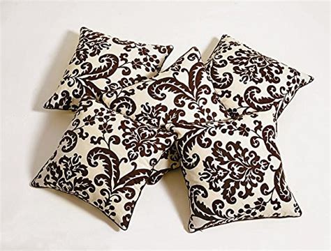 Swayam Set of 5 Ethnic Motifs Cotton Brown Cushion Cover | 16 x 16 Inch ...