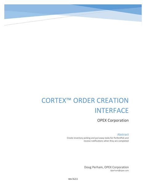 Cortex™+Order+Creation+Interface-v3 - rev 3. CORTEX™ ORDER CREATION ...