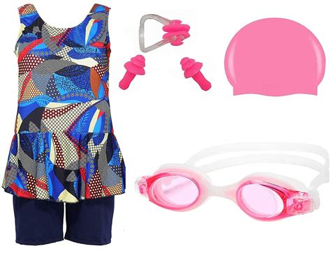 LEBAMI Girls Swimming Kit with Swimming Costume Swimming Goggles ...