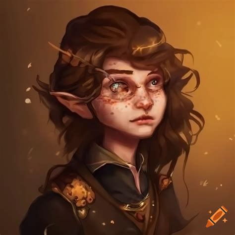 Illustration of a kind and shy non-binary halfling sorcerer on Craiyon