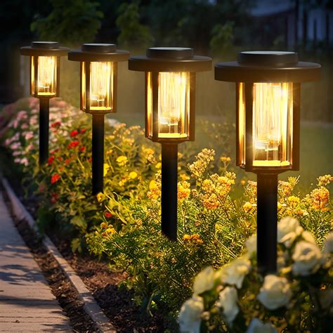 Solpex Solar Lights Outdoor, 4 Pack LED Garden Pathway Lights ...