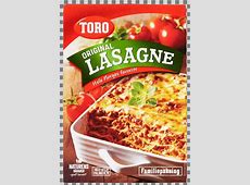 Toro Lasagne Familiepakning tilberedt med næringsinnhold  