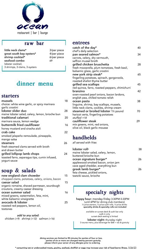 Dinner Menu