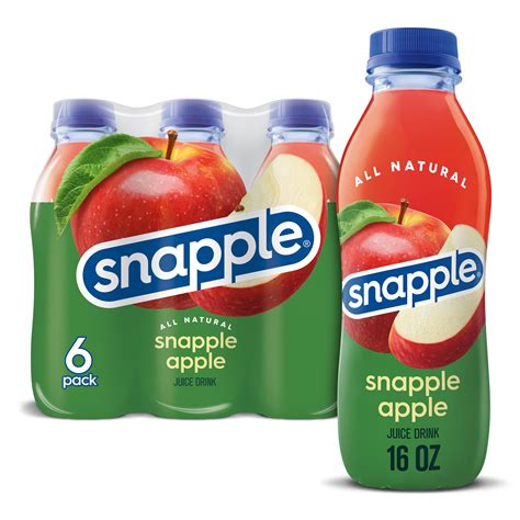Snapple Apple Juice Drink, 16 fl oz recycled plastic bottle, 6 pack ...