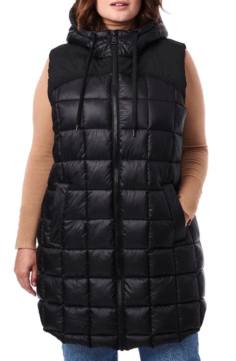Bernardo Long Quilted Vest - Black | Editorialist
