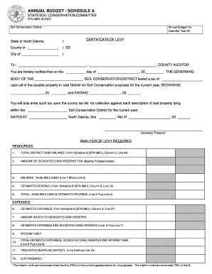 ANNUAL BUDGET - SCHEDULE A STATE SOIL CONSERVATION COMMITTEE SFN 3850 ...