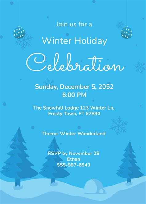 Free Winter Holiday Party Invitation Template to Edit Online