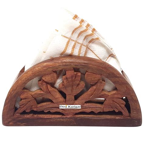 Buy Desi Karigar Wooden Napkin Holder Stand Table Tissue Paper Rack ...