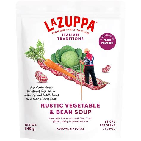 Calories in La Zuppa Soup Pouch Rustic Vegetable calcount