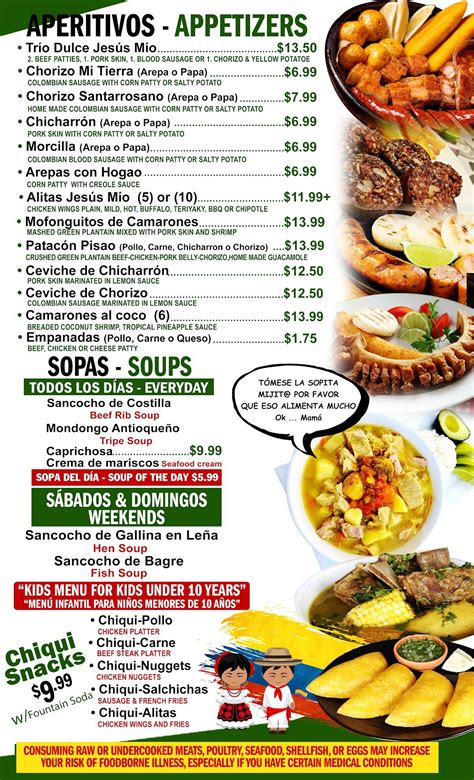 Menu at Fonda Dulce Jesus Mio restaurant, Ocala