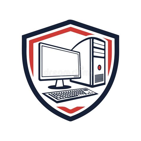 Computer Logo Design Vector Illustration with White Background. Stock ...