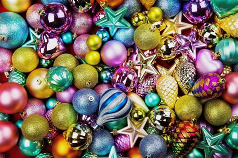 Colorful Christmas Ornaments Background