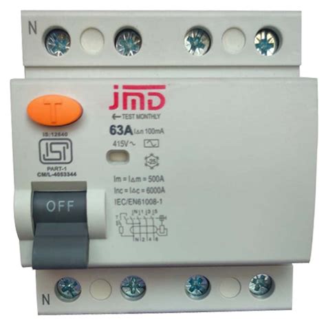 JMD GOLD Rccb Four Pole 63 AMP/100MA 240 V Residual Current Circuit ...