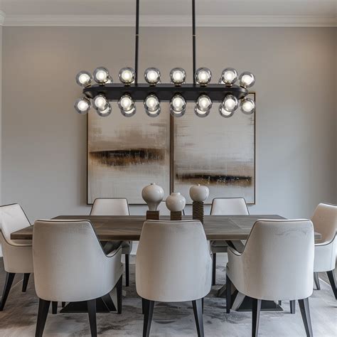 Ivy Bronx 28-Light Black Modern Linear Led Chandelier For Dining Room ...