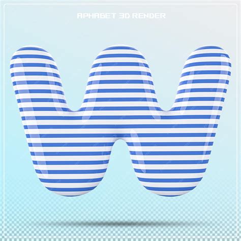 Premium PSD | Blue letter w font bubble alphabet 3d render