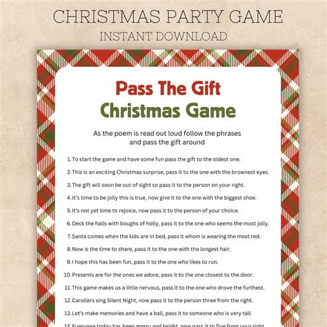 Pass the gift christmas game printable office christmas party game pass ...