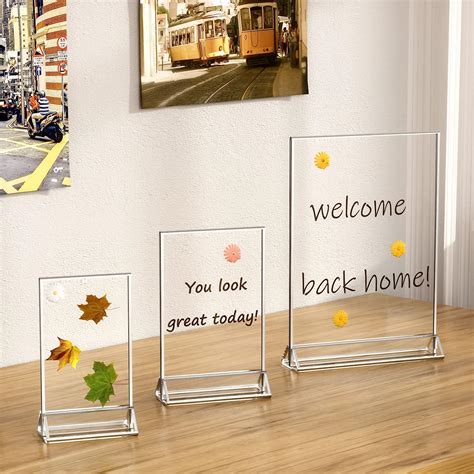 Buy NIUBEE 6Pack 4x6 Clear Acrylic Sign Holder with Sliver Borders and ...