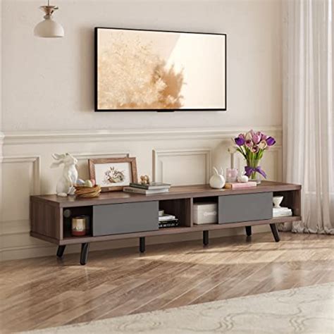 Buy Bestier 70 inch Mid Century Modern TV Stand for 75 inch TV, Low ...