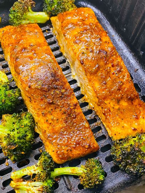 Air Fryer BBQ Salmon and Broccoli - Cooks Well With Others