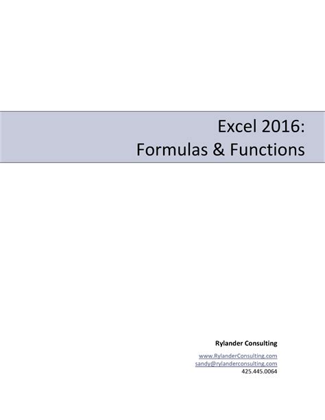 Image result for Excel 2016 Formulas PDF