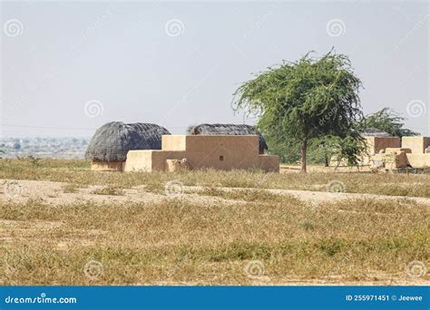 Small Huts in the Thar Desert Near Jaisalmer, Rajasthan, India Stock ...