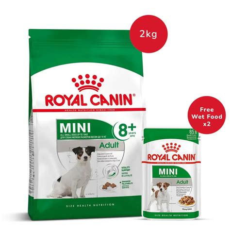 Royal Canin Mini Adult 8+ Dry Dog Food -2 kg + Mini Adult Wet Dog Food ...
