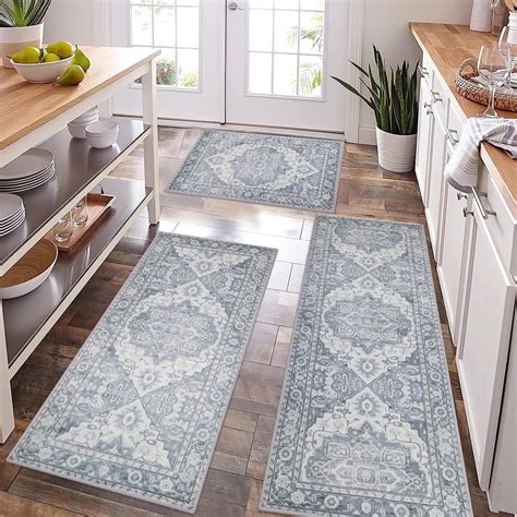 Boho Kitchen Rugs Sets of 3 Non Slip Rubber Kitchen Mats for Floor ...