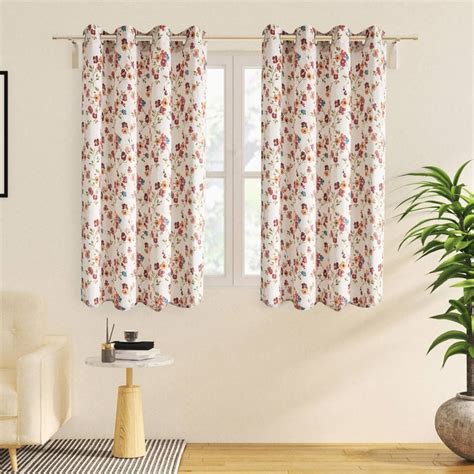 Buy Lavish Onyx Set of 2 Floral Print Light Filtering Window Curtains ...