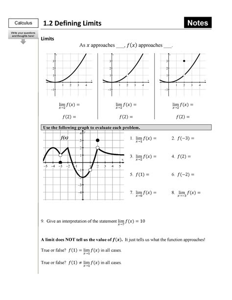 Calc 1 - 1.2 Defining Limits and Using Limit Notation - Limits As 𝑥 ...