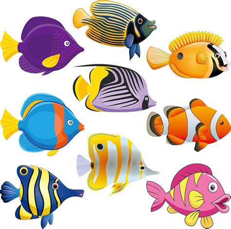 45 Pieces Fish Cut-Outs Paper Colorful Classroom Decoration Tropical ...