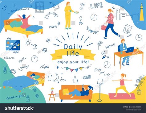 Illustration Day Night Daily Life Woman Stock Vector (Royalty Free) 2188356055 | Shutterstock