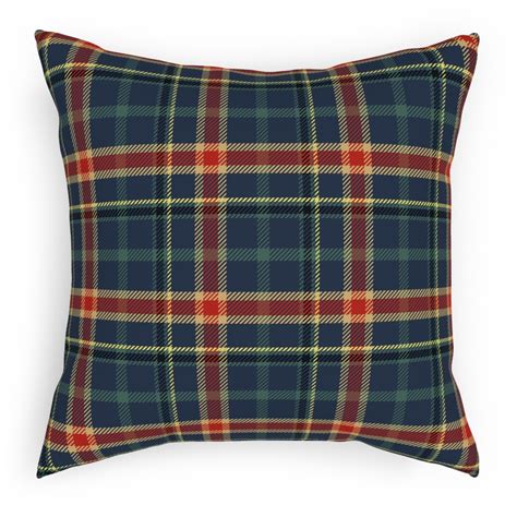 Navy Blue and Pine Plaid Outdoor Pillow | Shutterfly