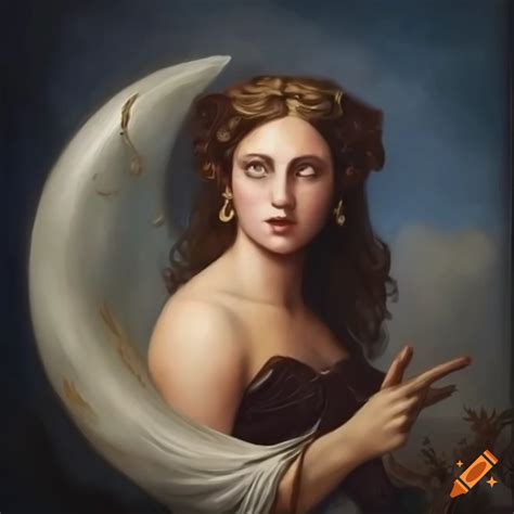 Painting of selene, the greek goddess of the moon on Craiyon