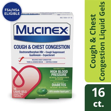 Mucinex Cough & Chest Congestion Liquid Gels, For People with High ...