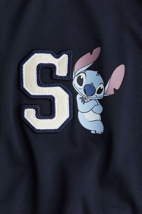 Motif-detail track jacket - Navy blue/Lilo & Stitch - Kids | H&M IN