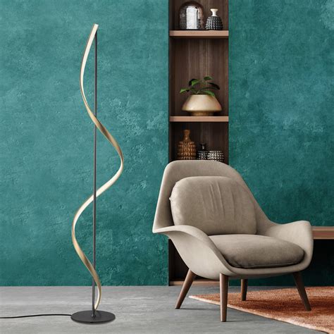 Paul Neuhaus Q-Swing floor lamp anthracite/brass | Lights.co.uk