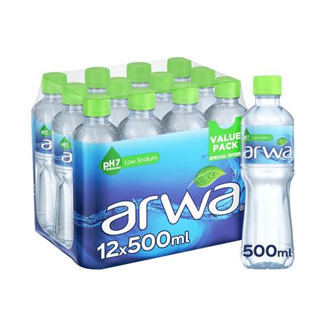 ماء أروى (12 × 500 مل) (عبوة اقتصادية) - قليل الصوديوم، 12 × 500 مل Arwa Water (12x500ml) (Value Pack) - low sodium, 12x500ml