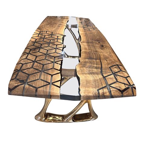 Walnut Wood Epoxy Resin River Custom Handcrafted Dining Table For Sale ...