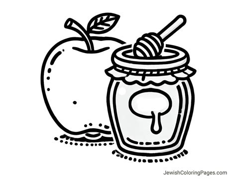 Apples and Honey Rosh Hashanah Free Printable Coloring Page - Jewish ...
