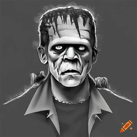 Detailed artistic drawing of frankenstein