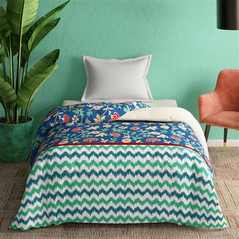Buy PORTICO Cadence Blue Printed Cotton Single Comforter - 150x224cm ...