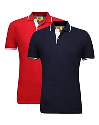Buy Campus Sutra Men Polo Neck T-Shirts with Tipping Combo of 2(SS16SOL ...