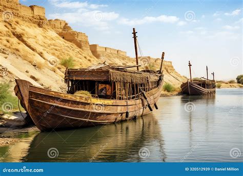 Trading Ships on the Tigris or Euphrates Rivers Illustration Photo ...