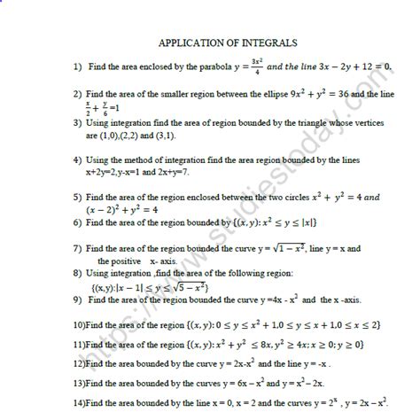 Image result for Application of Integrals Class 12 Extra Questions