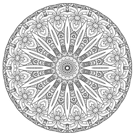 Complex Mandala with flowers - Mandalas Coloring Pages for adults