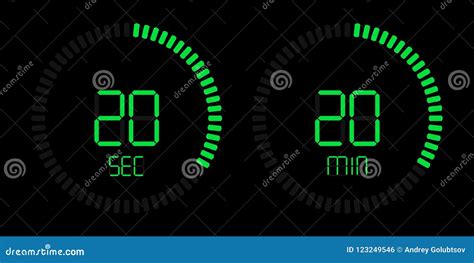秒表定时器传染媒介数字式绿色读秒 向量例证. 插画 包括有 时钟, 照明, 数字式, 平面, 图标, 完成 - 123249546