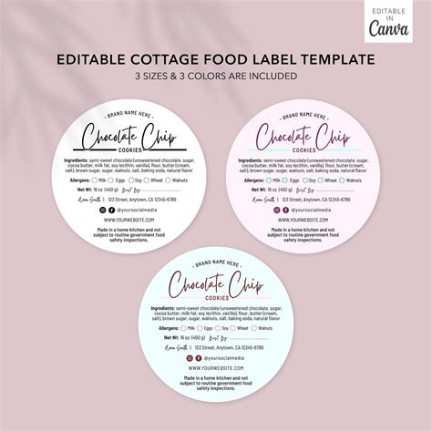 Cottage Food Label Template | Editable Bakery Ingredient Labels ...